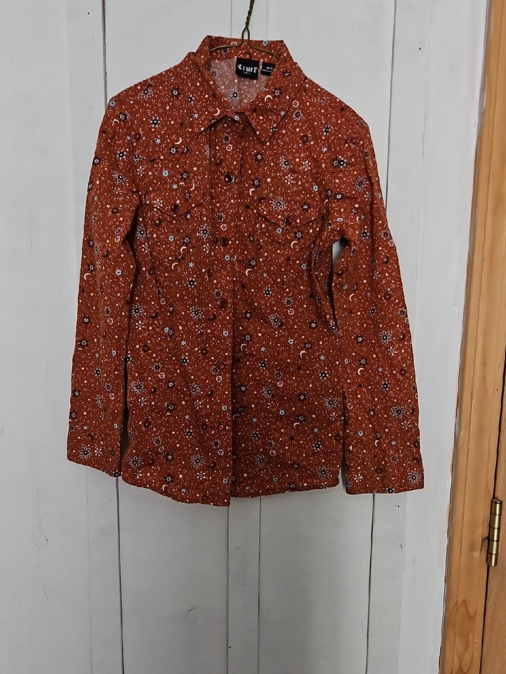 Cruel Girl Rust Orange Floral Button-Down Shirt